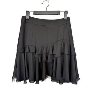 Diesel Black Ruffle Fray Hem Skirt Size 27
